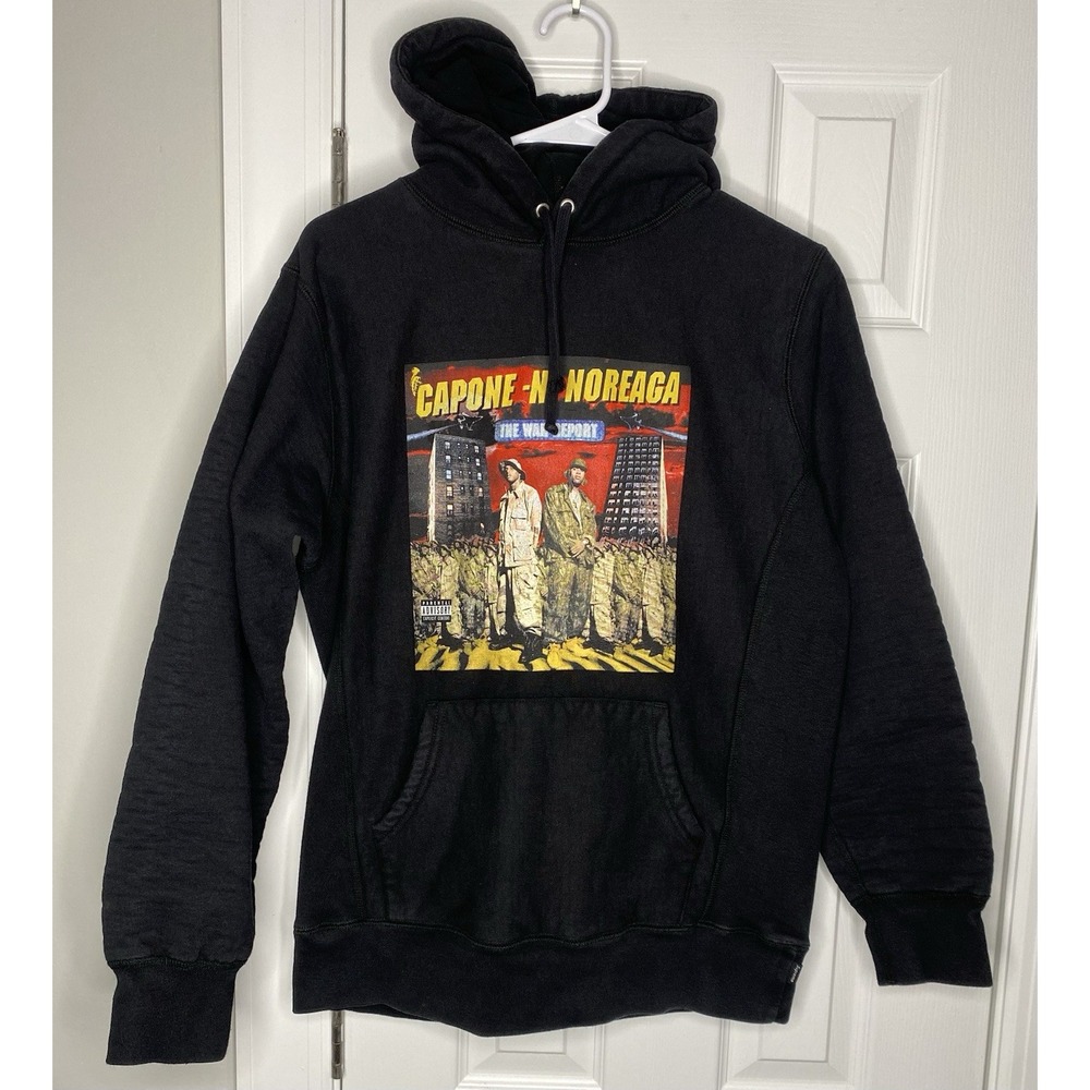 Supreme Men's Capone N Noreaga War Report Hooded Sweatshirt Black Size Medium